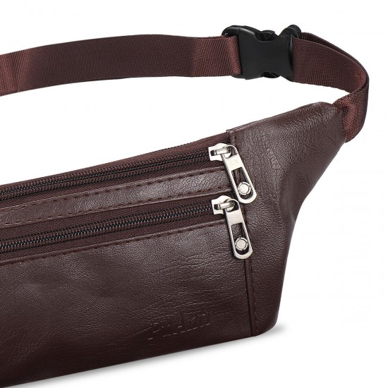 Fanny pack leather belt bag hole for headphones waist pack fishing bag sport