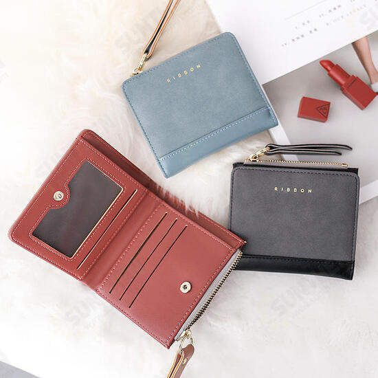 Frosted Wallet Short Zipper Foldable Wallet Retro Mini Coin Purse Student