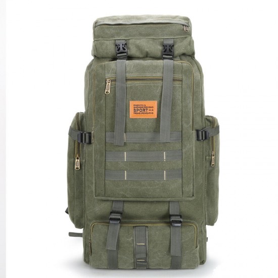 80L Canvas Tactical Backpack Waterproof Travel Bag Unisex Hiking Climbing Rucksack