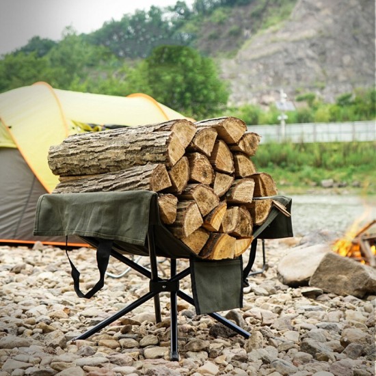 Outdoor Campfire Firewood Rack Collection Bag Aluminum Alloy Lightweight Camping Portable Firewood Storage Bag