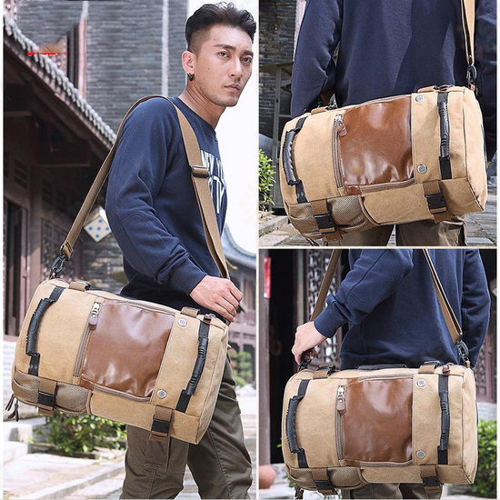 Large Capacity Khaki Function Travel Canvas Backpack Male Waterproof Computer Causal Men Backpacks Duffel Shoulder Bag