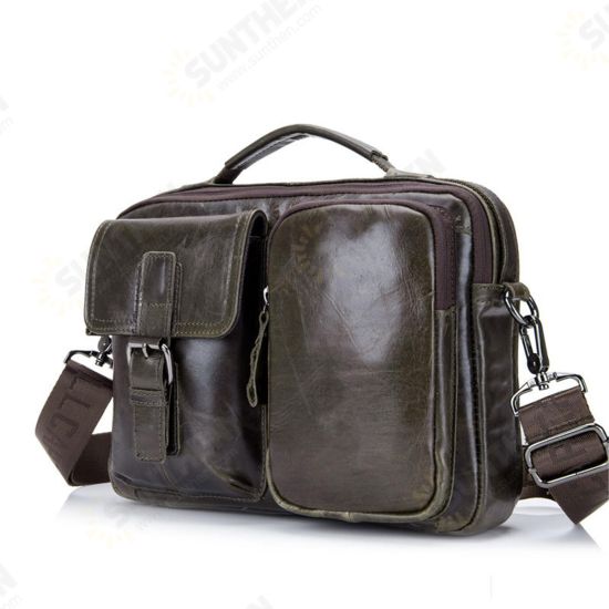 Men Genuine Leather Briefcase Shoulder Bag Business Travel Messenger Crossbody Laptop Handbag