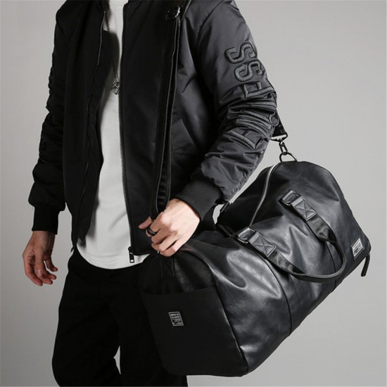 Men Large Leather Travel Gym Bag Duffle Storage Pouch Handbag Shoes Organizer