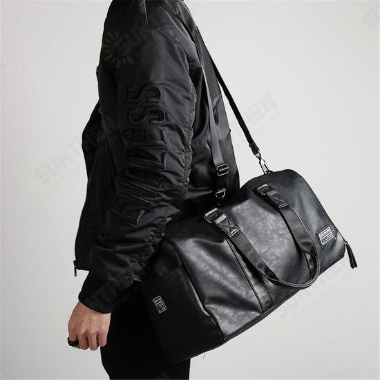 Men Large Leather Travel Gym Bag Duffle Storage Pouch Handbag Shoes Organizer