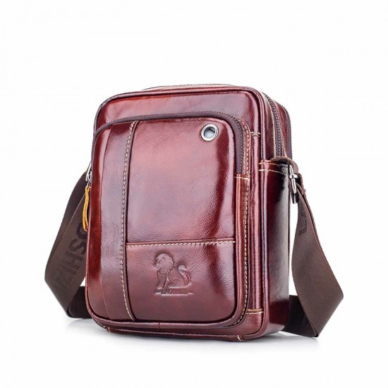 Men Leather Bag Messenger Cross Body Portable Travel Shoulder Briefcase Satchel Retro Outdoor Chest Backpack Bag Day Packs