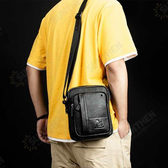 Men Leather Bag Messenger Cross Body Portable Travel Shoulder Briefcase Satchel Retro Outdoor Chest Backpack Bag Day Packs