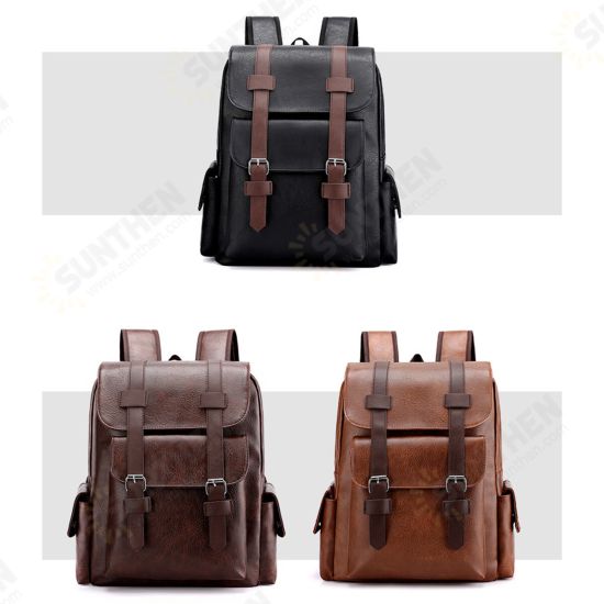 Men Leather School Backpacks Outdoor Travel Satchel Shoulder Bag Rucksack Satchel Handbag