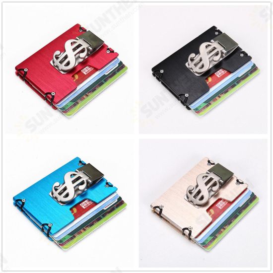 Men RFID Blocking Slim Credit Card Holder Aluminum Money Clip Minimalist Wallet