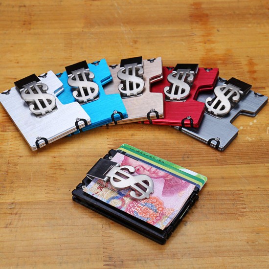 Men RFID Blocking Slim Credit Card Holder Aluminum Money Clip Minimalist Wallet