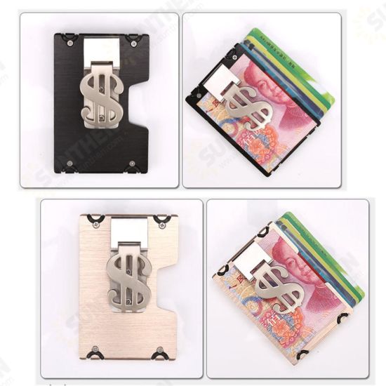 Men RFID Blocking Slim Credit Card Holder Aluminum Money Clip Minimalist Wallet