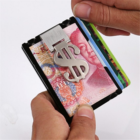 Men RFID Blocking Slim Credit Card Holder Aluminum Money Clip Minimalist Wallet