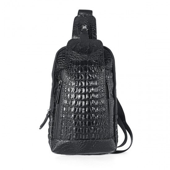 Men's New Leather Crocodile Pattern Chest Bag Sling Backpack Crossbody Bags
