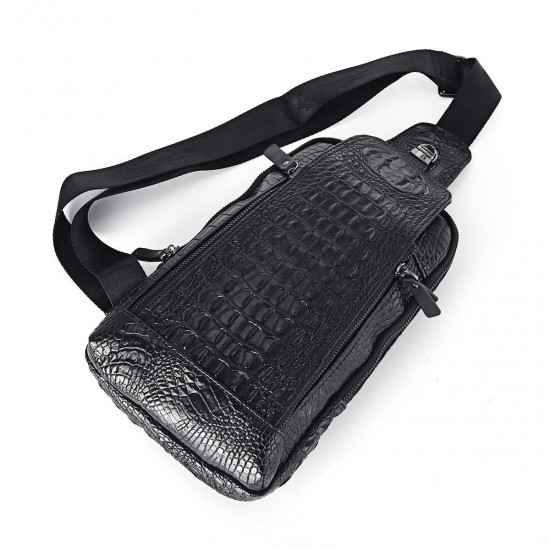 Men's New Leather Crocodile Pattern Chest Bag Sling Backpack Crossbody Bags