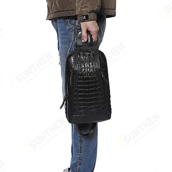 Men's New Leather Crocodile Pattern Chest Bag Sling Backpack Crossbody Bags