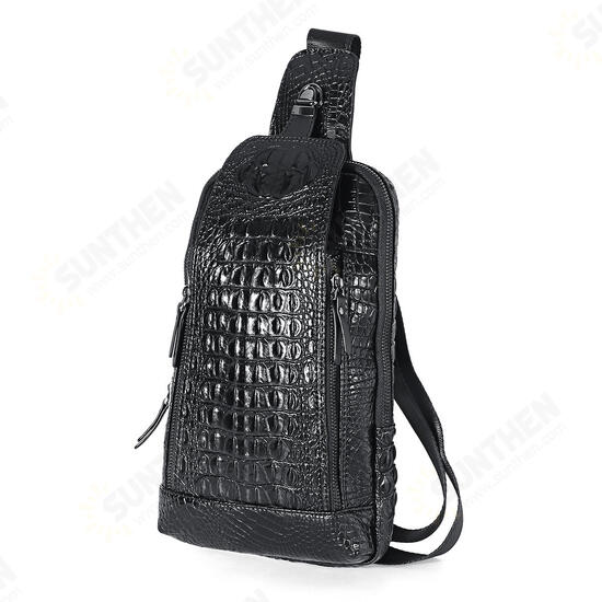 Men's New Leather Crocodile Pattern Chest Bag Sling Backpack Crossbody Bags