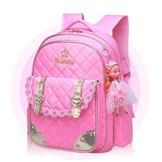 Nylon School Bag Waterproof Backpack Children Shoulder Bag Handbag With Doll Pendant