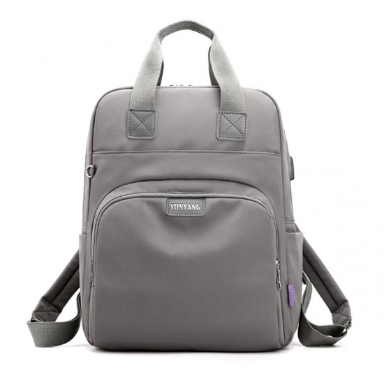 Outdoor Camping Women USB Charging Port Nylon Backpack School Bag Travel Rucksack Laptop