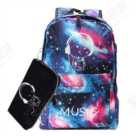 Outdoor Night Luminous Backpack USB Oxford School Bag Shoulder Bag Waterproof Handbag