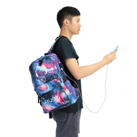 Outdoor Night Luminous Backpack USB Oxford School Bag Shoulder Bag Waterproof Handbag