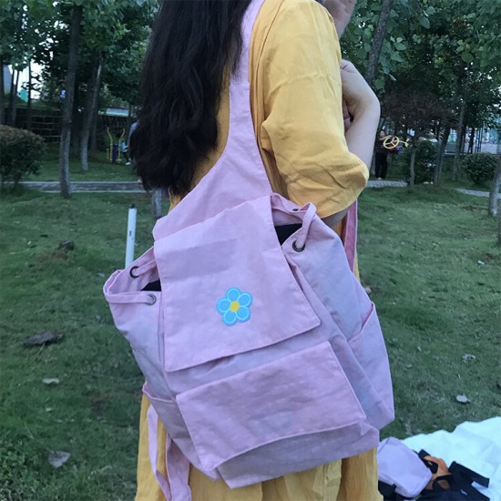 Outdoor Nylon School Bag Portable Girl Backpack Travel Shoulder Bag