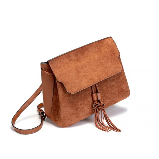 Outdoor PU Leather Backpack Women Tassel Handbag School Bag Travel Rucksack