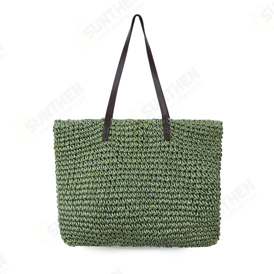 Outdoor Portable Straw Weave Handbag Tote Beach Bag Pack Pouch Shoulder Bag