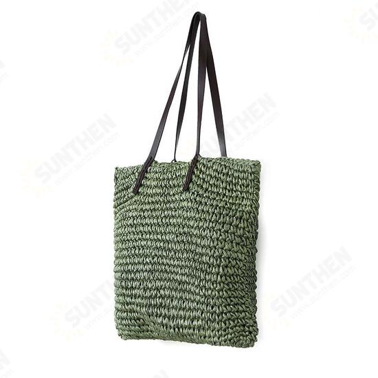 Outdoor Portable Straw Weave Handbag Tote Beach Bag Pack Pouch Shoulder Bag