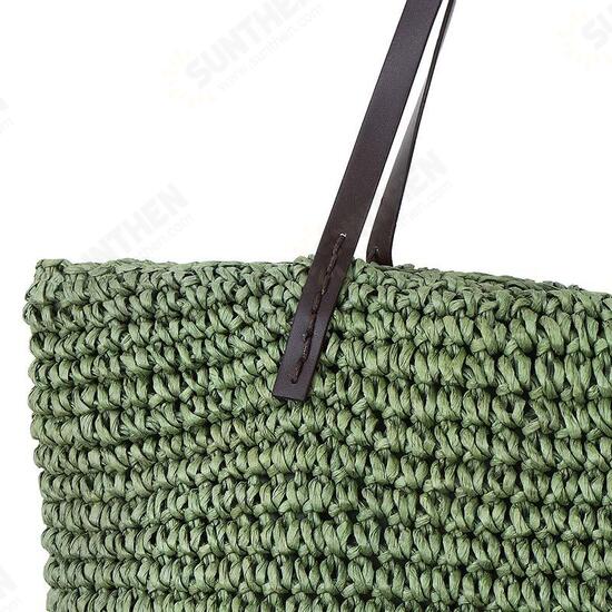 Outdoor Portable Straw Weave Handbag Tote Beach Bag Pack Pouch Shoulder Bag