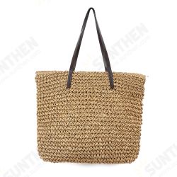 Outdoor Portable Straw Weave Handbag Tote Beach Bag Pack Pouch Shoulder Bag