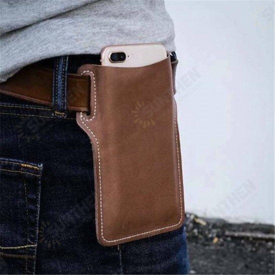 Portable PU Leather Universal Mobile Phone Car Cover Bag Outdoor Waterproof Waist Shoulder Storage Pack