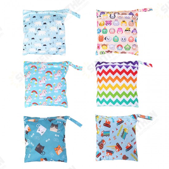 Reusable Waterproof Wet Dry Baby Diapers Bags Portable Travel Baby Nappy Changing Double Pocket Wetbags