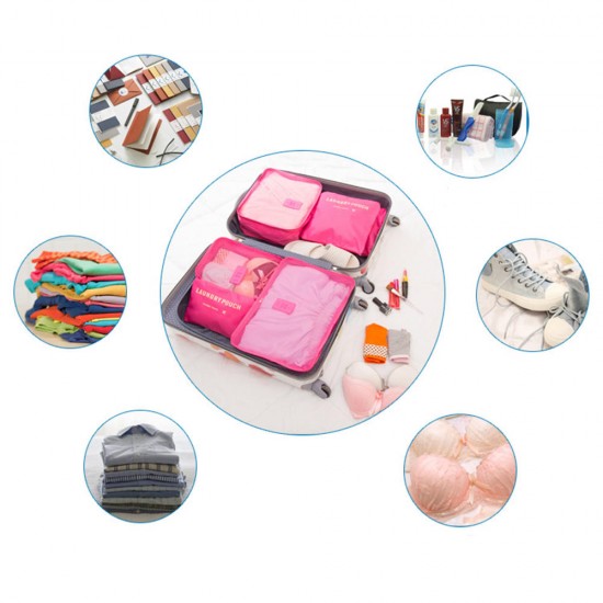 6 in 1 Outdoor Travel Sorting Clothes Storage Bag Luggage Packing Bag Clothes Bags