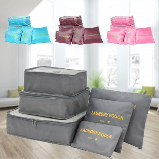 6 in 1 Outdoor Travel Sorting Clothes Storage Bag Luggage Packing Bag Clothes Bags