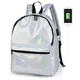 USB PU Backpack Waterproof 14 Inch Laptop School Bag Camping Travel Pack Shoulder Bag Handbag