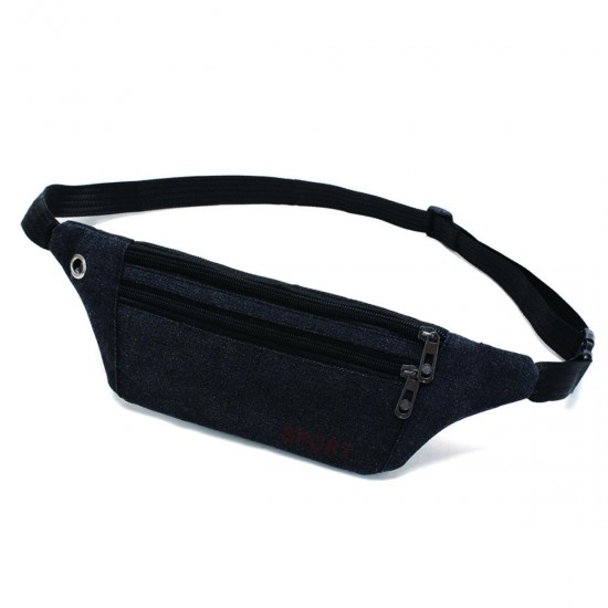 Unisex Canvas Waist Bag Waist Belt Bag Fanny Pack Hip Pouch Travel Sports Phone Pocket