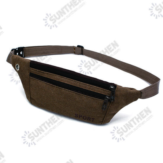 Unisex Canvas Waist Bag Waist Belt Bag Fanny Pack Hip Pouch Travel Sports Phone Pocket