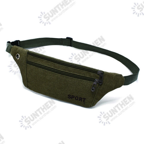 Unisex Canvas Waist Bag Waist Belt Bag Fanny Pack Hip Pouch Travel Sports Phone Pocket