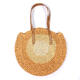 Women Beach Round Straw Bag Bucket Rattan Woven Handbag Shoulder Bag Outdoor Travel