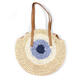 Women Beach Round Straw Bag Bucket Rattan Woven Handbag Shoulder Bag Outdoor Travel