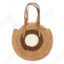 Women Beach Round Straw Bag Bucket Rattan Woven Handbag Shoulder Bag Outdoor Travel Women Beach Round Straw Bag Bucket Rattan Woven Handbag Shoulder Bag Outdoor Travel