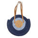 Women Beach Round Straw Bag Bucket Rattan Woven Handbag Shoulder Bag Outdoor Travel