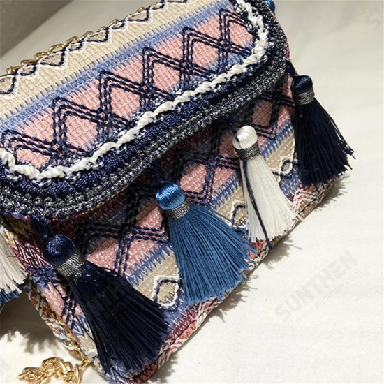 Women Ring Handle Straw Bag Pouch Rattan Messenger Handbag Beach Tote Outdoor Travel