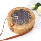 Women Straw Bag Handwoven Round Rattan Beach Handbag Crossbody Bag Tote Outdoor Travel