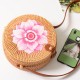 Women Straw Bag Handwoven Round Rattan Beach Handbag Crossbody Bag Tote Outdoor Travel