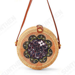 Women Straw Bag Handwoven Round Rattan Beach Handbag Crossbody Bag Tote Outdoor Travel Women Straw Bag Handwoven Round Rattan Beach Handbag Crossbody Bag Tote Outdoor Travel