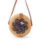 Women Straw Bag Handwoven Round Rattan Beach Handbag Crossbody Bag Tote Outdoor Travel