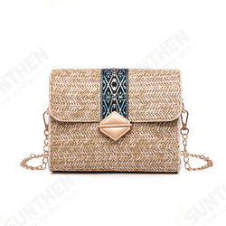 Women Summer Beach Straw Bag Bohemian Crossbody Messenger Shoulder Chain Bag Women Summer Beach Straw Bag Bohemian Crossbody Messenger Shoulder Chain Bag