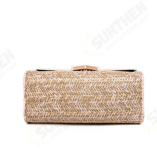 Women Summer Beach Straw Bag Bohemian Crossbody Messenger Shoulder Chain Bag