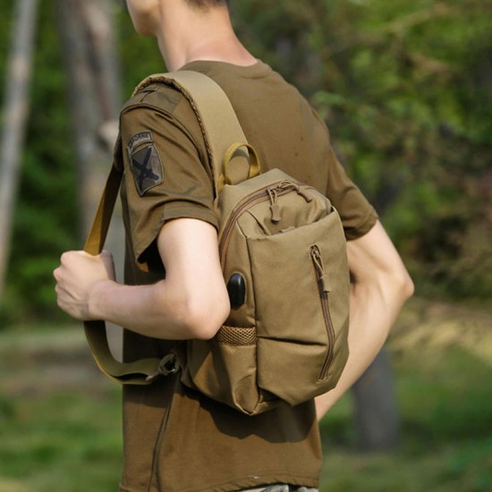 3611 USB Tactical Bag Oxford Waterproof Chest Bag Shoulder Bag Crossbody Bag Fashion Leisure Hand Bag