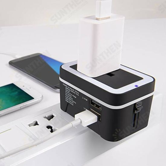 2.4A Worldwide Travel Multifunction Dual USB Charger Global International Universal Socket Converter Adapter for Phone Tablet Camera Samsung Huawei 2.4A Worldwide Travel Multifunction Dual USB Charger Global International Universal Socket Converter Adapter for Phone Tablet Camera Samsung Huawei